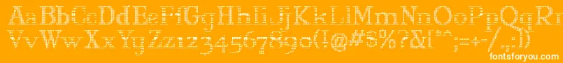 MaryJaneOlyff-Schriftart – Weiße Schriften auf orangefarbenem Hintergrund