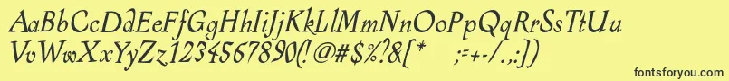 フォントAlcoholicaItalic – 黒い文字の黄色い背景