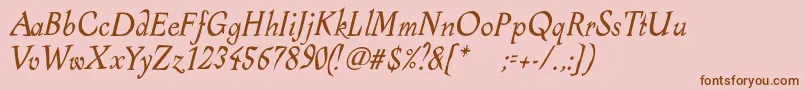フォントAlcoholicaItalic – ピンクの背景に茶色のフォント