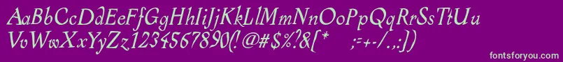 AlcoholicaItalic Font – Green Fonts on Purple Background