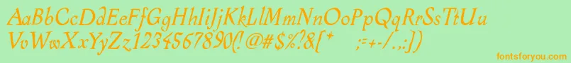 AlcoholicaItalic-Schriftart – Orangefarbene Schriften auf grünem Hintergrund