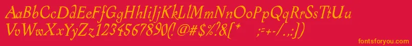 AlcoholicaItalic Font – Orange Fonts on Red Background