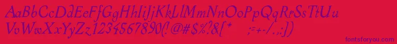 AlcoholicaItalic Font – Purple Fonts on Red Background