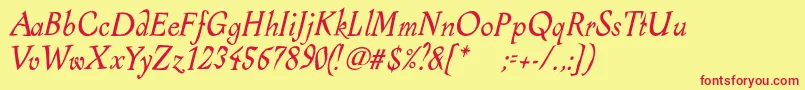 AlcoholicaItalic Font – Red Fonts on Yellow Background