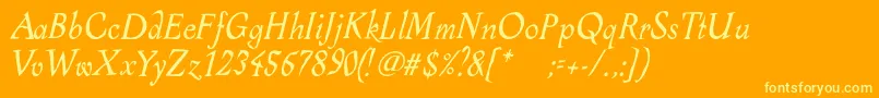AlcoholicaItalic-Schriftart – Gelbe Schriften auf orangefarbenem Hintergrund