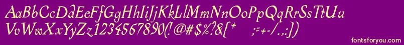 Weitere Informationen zur AlcoholicaItalic-Schriftart AlcoholicaItalic-Schriftart – Gelbe Schriften auf violettem Hintergrund