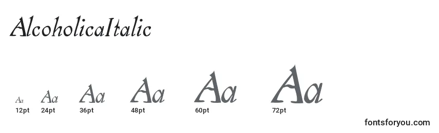 AlcoholicaItalic Font Sizes