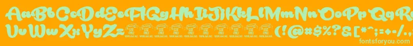 RakoonPersonaluse Font – Green Fonts on Orange Background