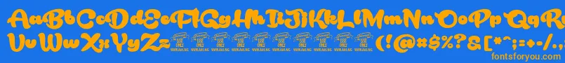 RakoonPersonaluse Font – Orange Fonts on Blue Background