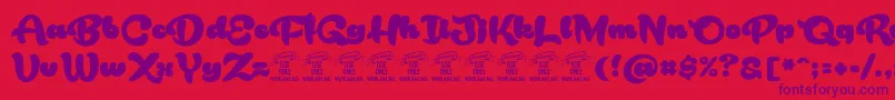 RakoonPersonaluse Font – Purple Fonts on Red Background