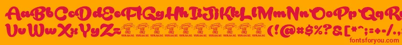 RakoonPersonaluse Font – Red Fonts on Orange Background
