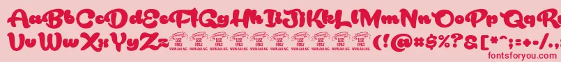 RakoonPersonaluse Font – Red Fonts on Pink Background