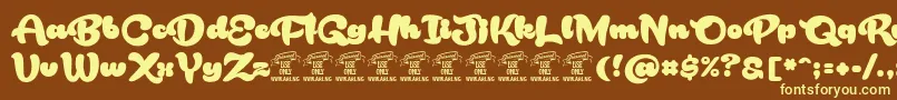 RakoonPersonaluse Font – Yellow Fonts on Brown Background