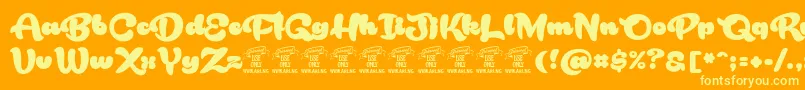 RakoonPersonaluse Font – Yellow Fonts on Orange Background