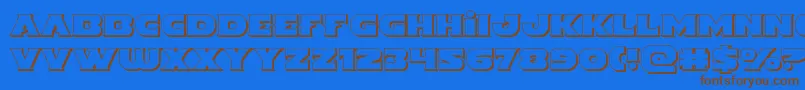 Indigodemon3D-Schriftart – Braune Schriften auf blauem Hintergrund