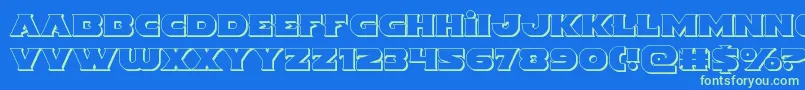 Indigodemon3D-Schriftart – Grüne Schriften auf blauem Hintergrund