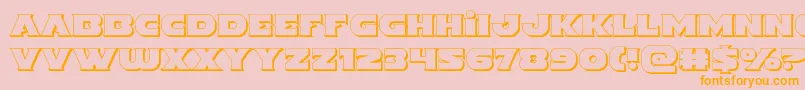 Indigodemon3D-Schriftart – Orangefarbene Schriften auf rosa Hintergrund