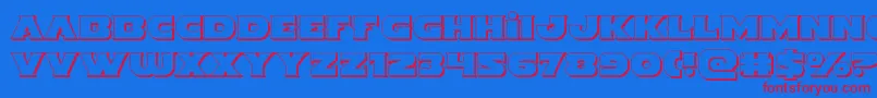 Indigodemon3D-Schriftart – Rote Schriften auf blauem Hintergrund