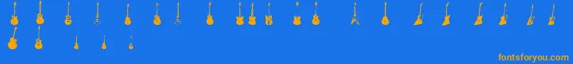JazzedUp-Schriftart – Orangefarbene Schriften auf blauem Hintergrund