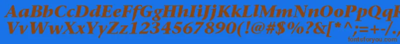 フォントSonetserifBoldItalic – 茶色の文字が青い背景にあります。