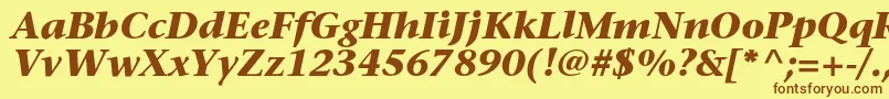 フォントSonetserifBoldItalic – 茶色の文字が黄色の背景にあります。