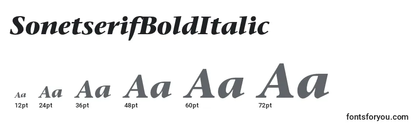 Размеры шрифта SonetserifBoldItalic
