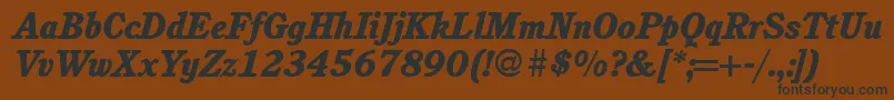 Czcionka C851RomanHeavyItalic – czarne czcionki na brązowym tle