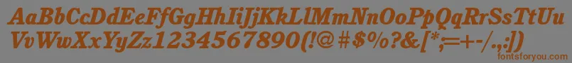 フォントC851RomanHeavyItalic – 茶色の文字が灰色の背景にあります。