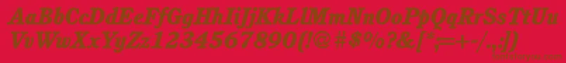 C851RomanHeavyItalic-fontti – ruskeat fontit punaisella taustalla