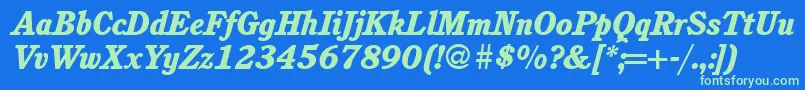 C851RomanHeavyItalic Font – Green Fonts on Blue Background