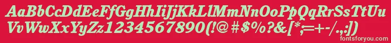 フォントC851RomanHeavyItalic – 赤い背景に緑の文字