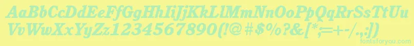 C851RomanHeavyItalic Font – Green Fonts on Yellow Background