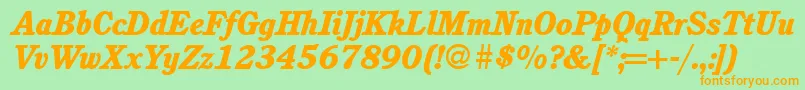 C851RomanHeavyItalic Font – Orange Fonts on Green Background