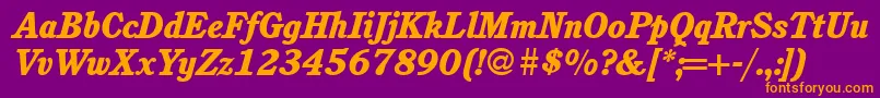 Fonte C851RomanHeavyItalic – fontes laranjas em um fundo violeta