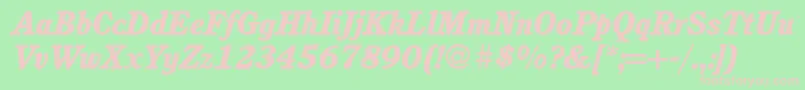 C851RomanHeavyItalic Font – Pink Fonts on Green Background