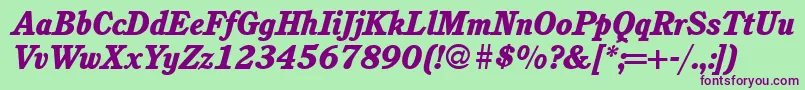 フォントC851RomanHeavyItalic – 緑の背景に紫のフォント