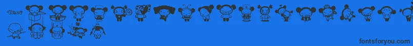 Pucca Font – Black Fonts on Blue Background