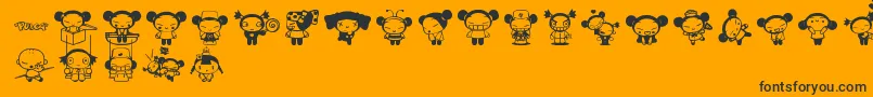 Pucca-Schriftart – Schwarze Schriften auf orangefarbenem Hintergrund