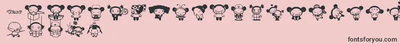 Pucca-Schriftart – Schwarze Schriften auf rosa Hintergrund