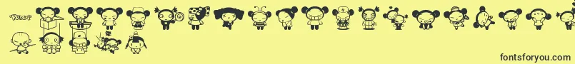 Fonte Pucca – fontes pretas em um fundo amarelo