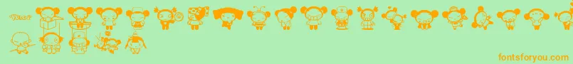 Pucca Font – Orange Fonts on Green Background