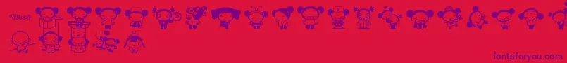 フォントPucca – 赤い背景に紫のフォント