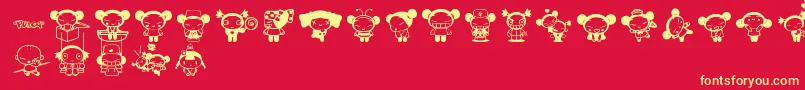 フォントPucca – 黄色の文字、赤い背景