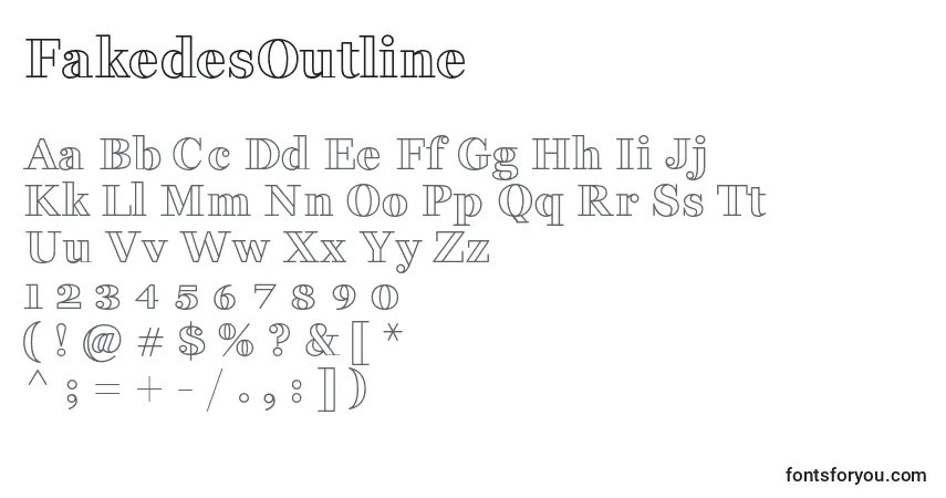 Schriftart FakedesOutline – Alphabet, Zahlen, spezielle Symbole
