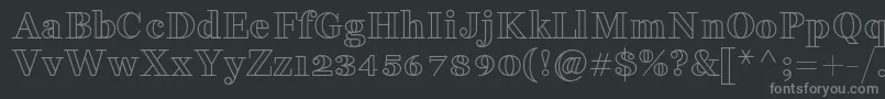 FakedesOutline-fontti – harmaat kirjasimet mustalla taustalla