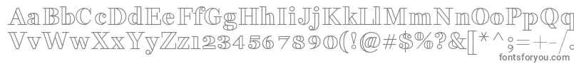 FakedesOutline-fontti – harmaat kirjasimet valkoisella taustalla