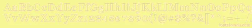 FakedesOutline-fontti – vaaleanpunaiset fontit keltaisella taustalla