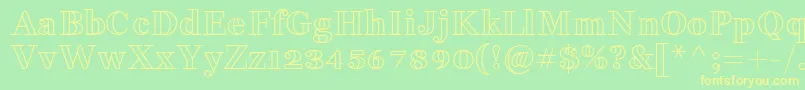 フォントFakedesOutline – 黄色の文字が緑の背景にあります