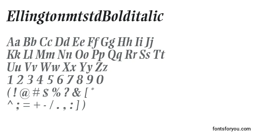 Шрифт EllingtonmtstdBolditalic – алфавит, цифры, специальные символы