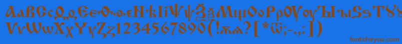 Izhit62 Font – Brown Fonts on Blue Background